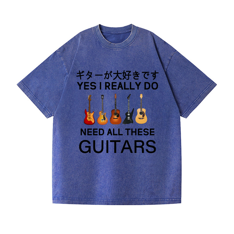Guitars Vintage Wash Japanese Design T-Shirt