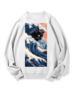 Cat of the Great Wave off Kanagawa Cotton Sweatshirt