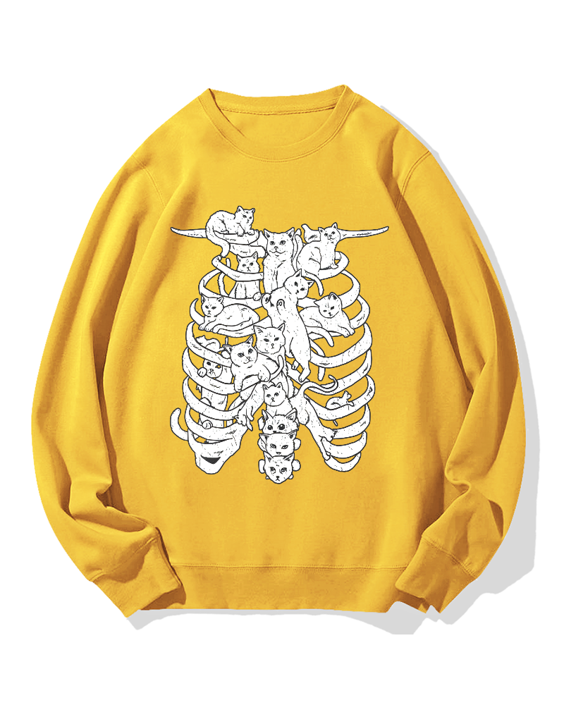 Cat & Skeleton Cotton Sweatshirt