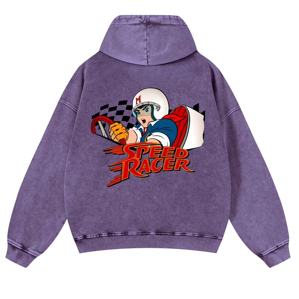 Speed Racer Vintage Washed Cotton Back Art Hoodie
