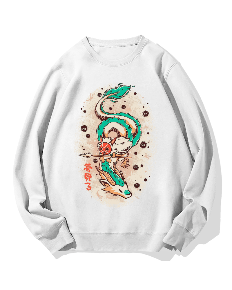 Japanese White Dragon Cotton Sweatshirt