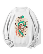 Japanese White Dragon Cotton Sweatshirt