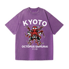 Kyoto Octopus Samurai Vintage Wash Japanese Design T-Shirt