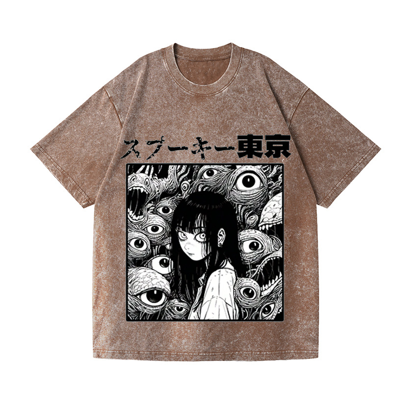Horror manga Vintage Wash Japanese Design T-Shirt