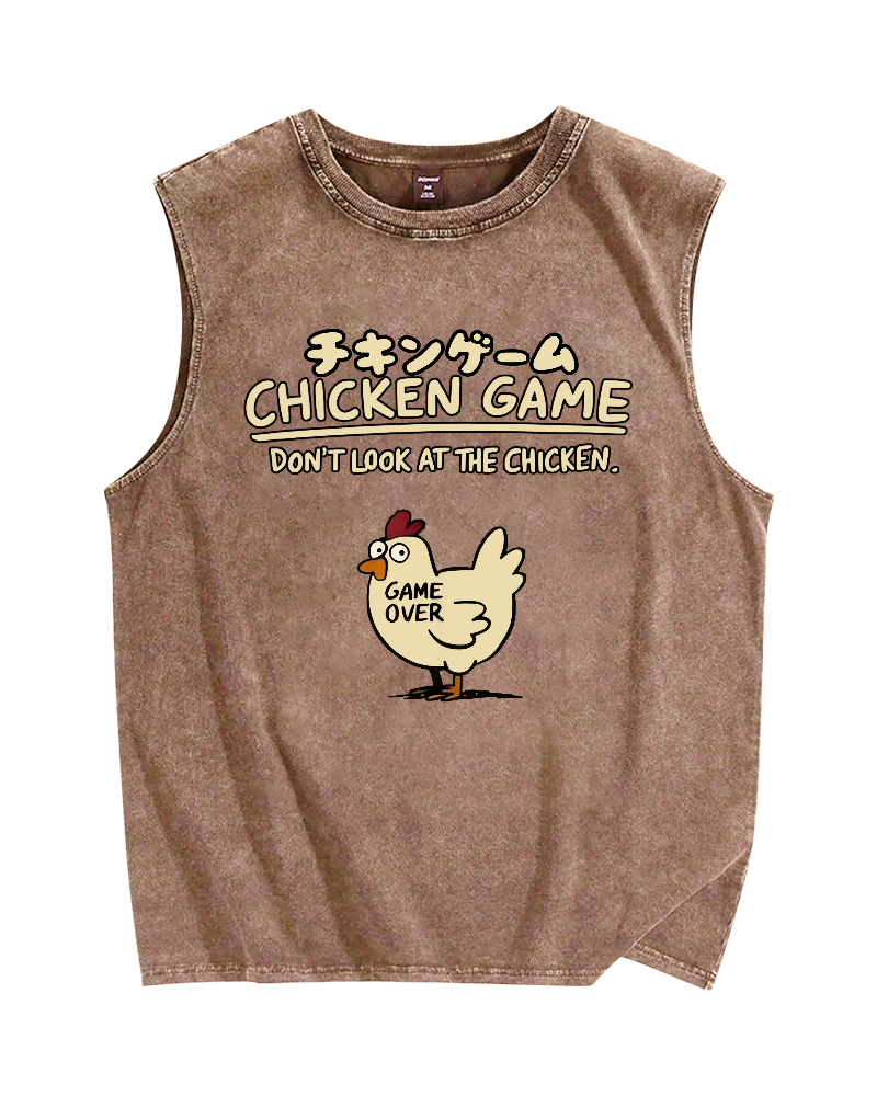 Chicken Game Vintage Distressed Washed Tank Top