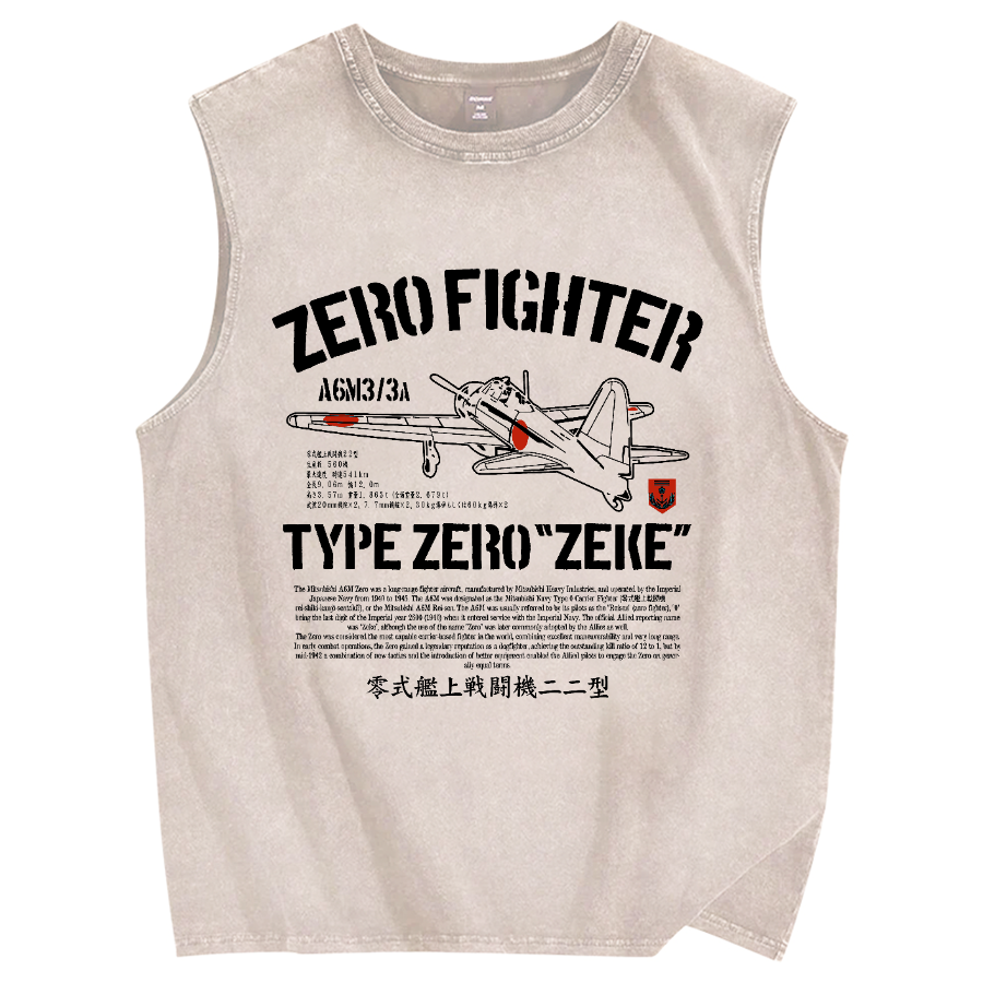 Japan Zero Fighter Vintage Distressed Washed Tank Top