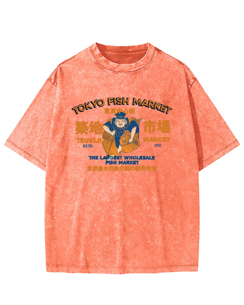 Tokyo Tsukiji Market Vintage Washed T-shirt