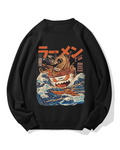 Ramen Monster at the Great Wave off Kanagawa Cotton Sweatshirt