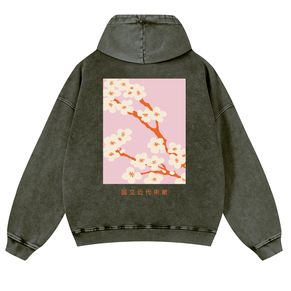 Sakura Vintage Washed Cotton Back Art Hoodie