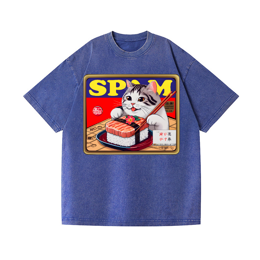 Sushi Cat Vintage Wash Japanese Design T-Shirt