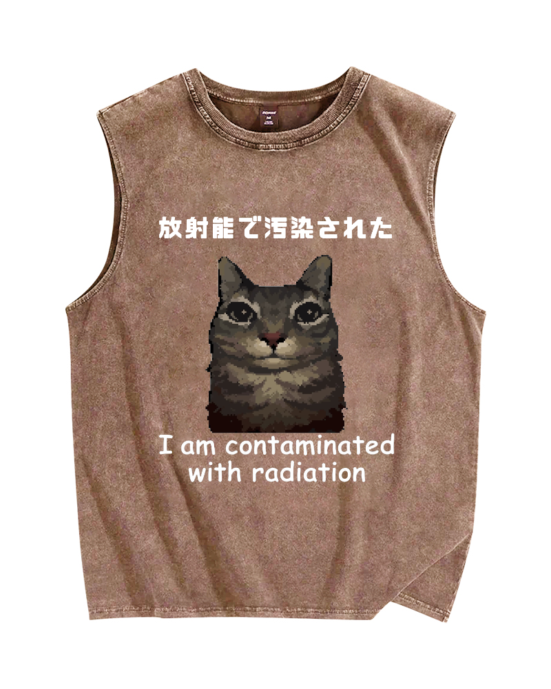 Cat Contaminated By Radiation Vintage Distressed Washed Tank Top