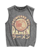 Power By Ramen Japanese Vintage Distressed Washed Tank Top