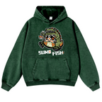 Sumo Fish Daruma Sushi Vintage Washed Thick Cotton Hoodie