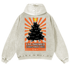 Christmas Tree Vintage Washed Cotton Back Art Hoodie