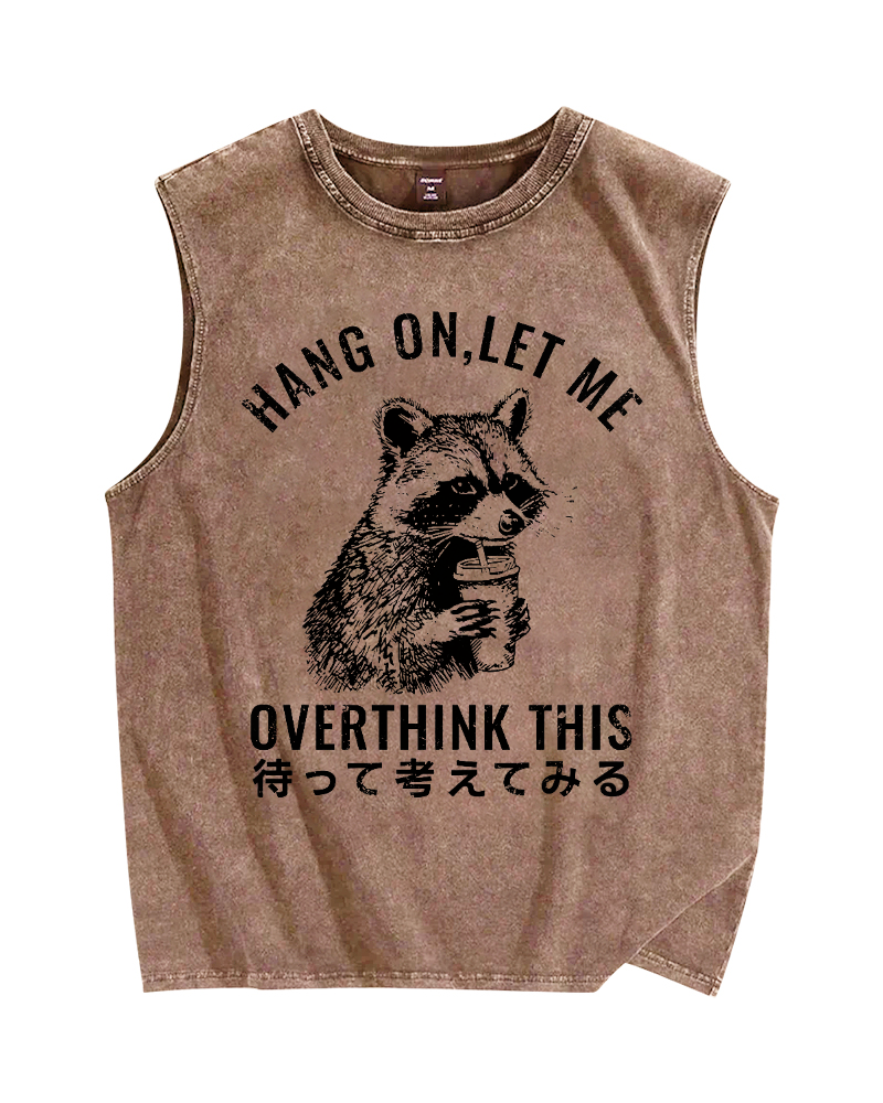 Thinking raccoon Vintage Distressed Washed Tank Top
