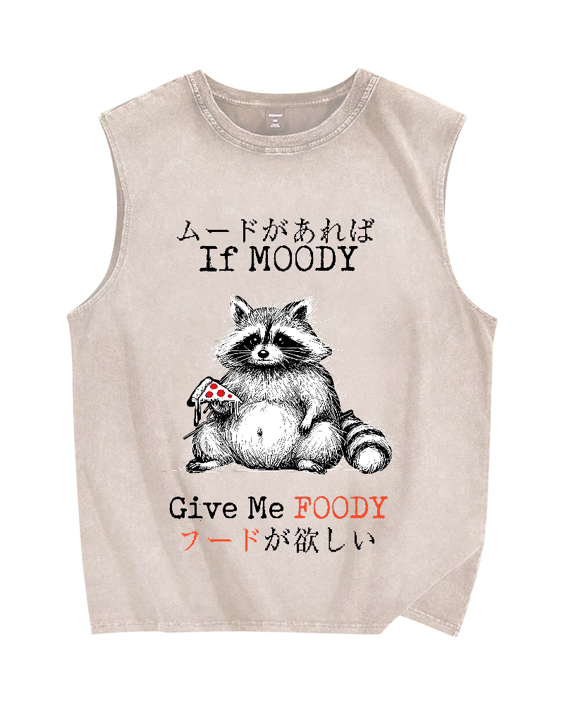 If Moody Give Me Foody Vintage Distressed Washed Tank Top