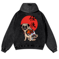 Dog Vintage Washed Cotton Back Art Hoodie