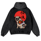 Dog Vintage Washed Cotton Back Art Hoodie