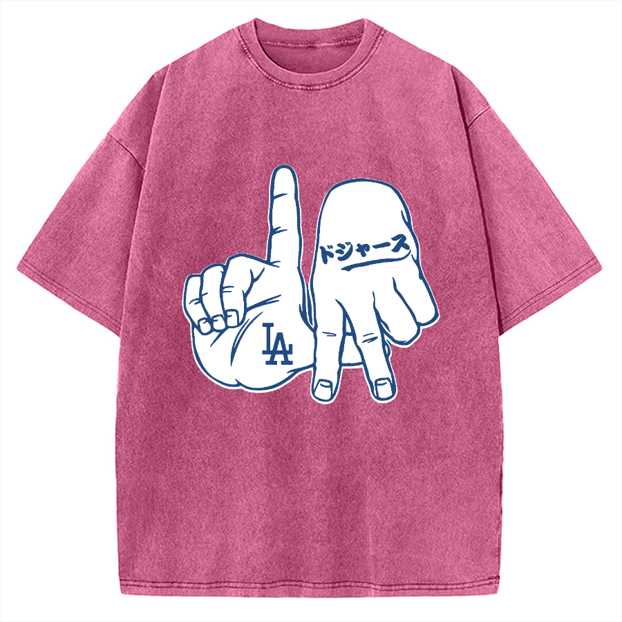 LA  Sign & Baseball Vintage Washed T-shirt
