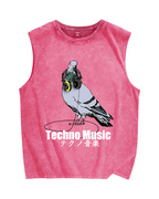 Techno Music Vintage Distressed Washed Tank Top