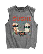 Masked Sushi Vintage Distressed Washed Tank Top