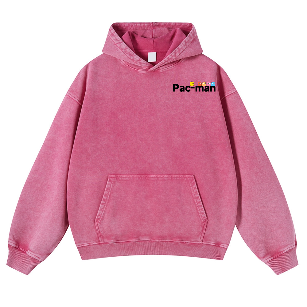 Pacman Vintage Washed Cotton Back Art Hoodie