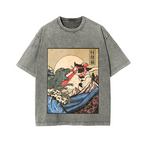 Cat Vintage Wash Japanese Design T-Shirt