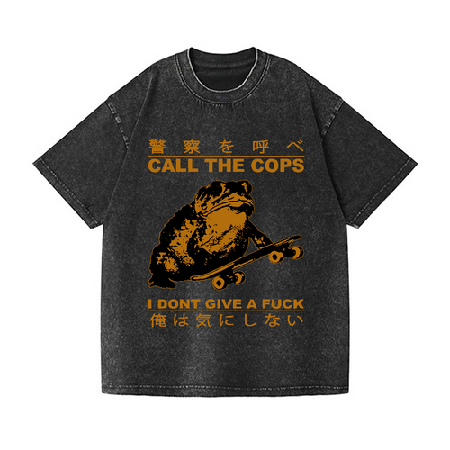Frog Cops Vintage Wash Japanese Design T-Shirt