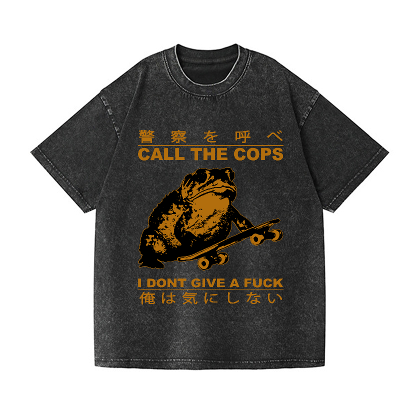 Frog Cops Vintage Wash Japanese Design T-Shirt