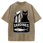 Cat And Canned Fish Vintage Washed T-shirt