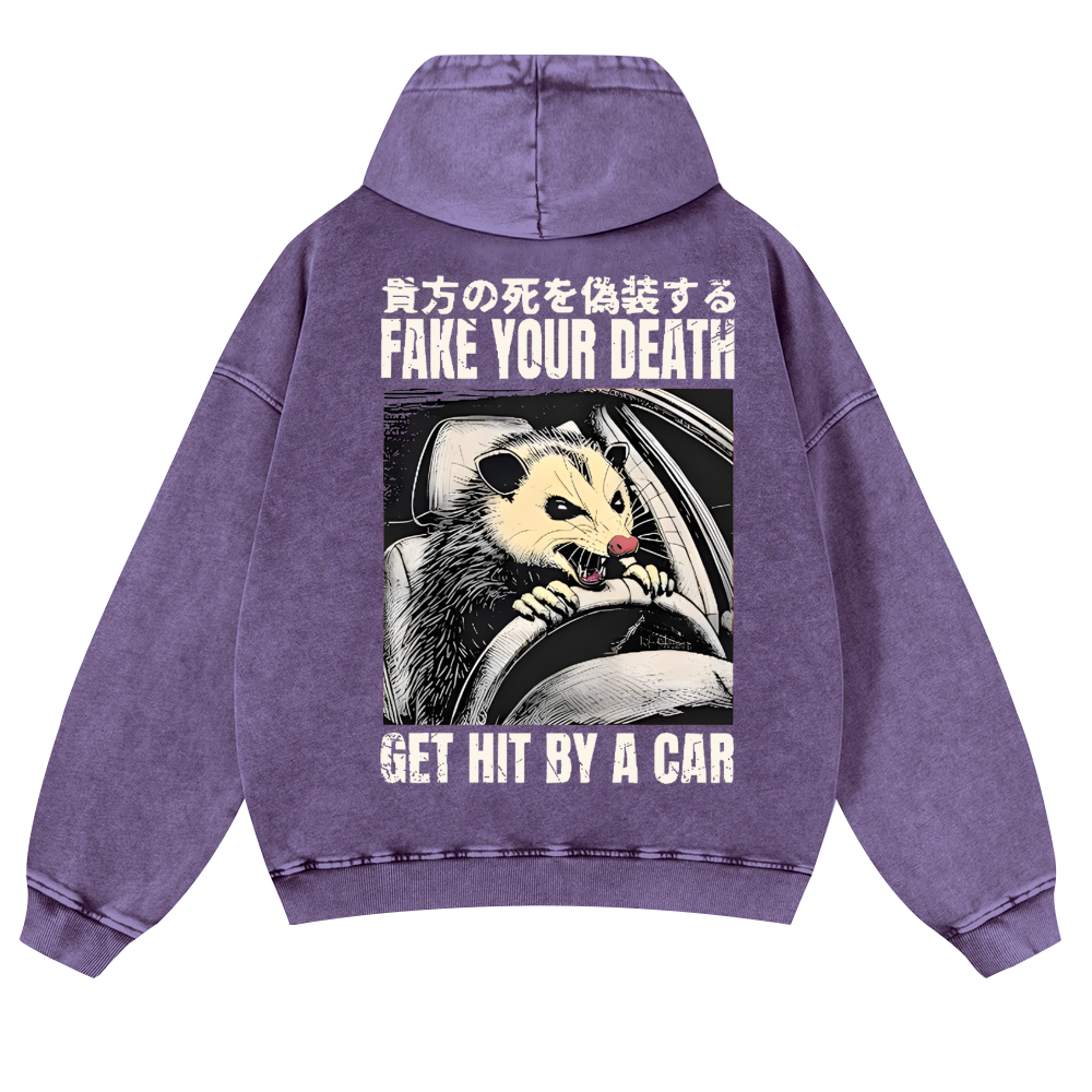 Skunk Vintage Washed Cotton Back Art Hoodie