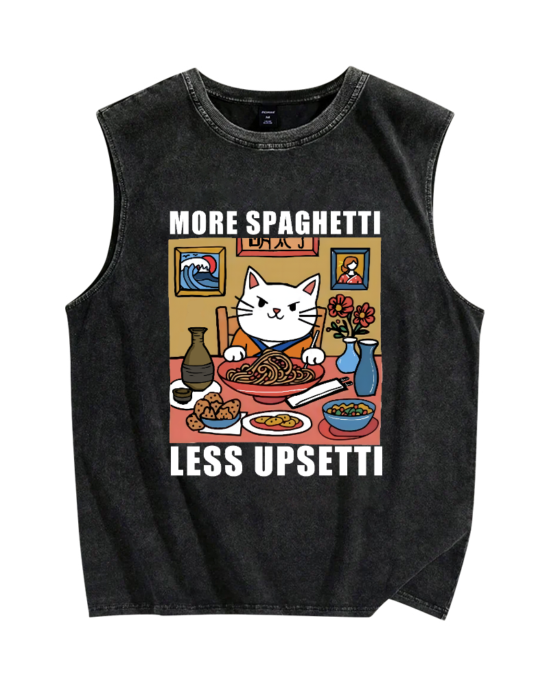 More Spaghetti Less Upsetti Vintage Distressed Washed Tank Top
