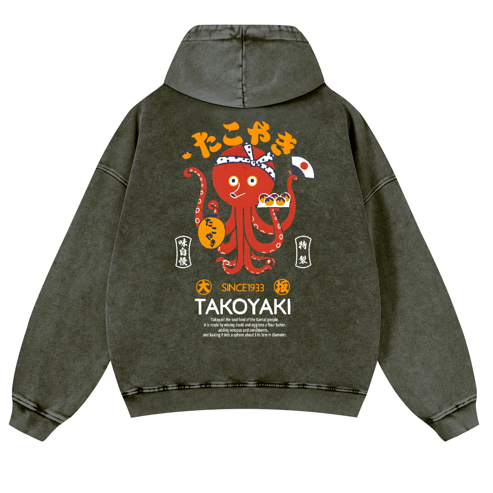 Takoyaki Octopus Vintage Washed Cotton Back Art Hoodie