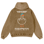 Stay Classy Bird Vintage Washed Cotton Back Art Hoodie