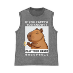 Capybara Pure Cotton Wash-Dyed Sleeveless Tank Top