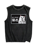 Go Away White Cat Vintage Distressed Washed Tank Top
