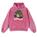 Sumo Fish Daruma Sushi Vintage Washed Thick Cotton Hoodie