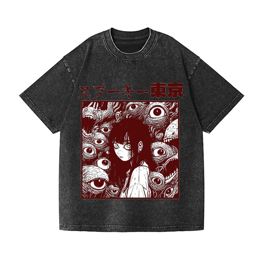 Horror manga Vintage Wash Japanese Design T-Shirt