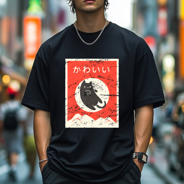 The Jumping Black Cat Japanese Style Classic Tee