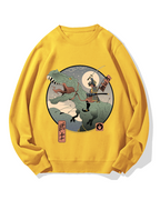 Japanese Dinosaur Warrior Cotton Sweatshirt
