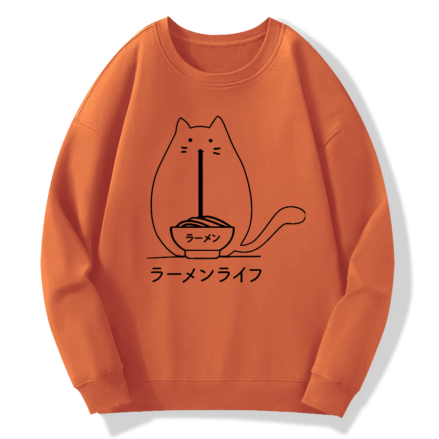 Ramen Cat Cotton Pullover Sweatshirt