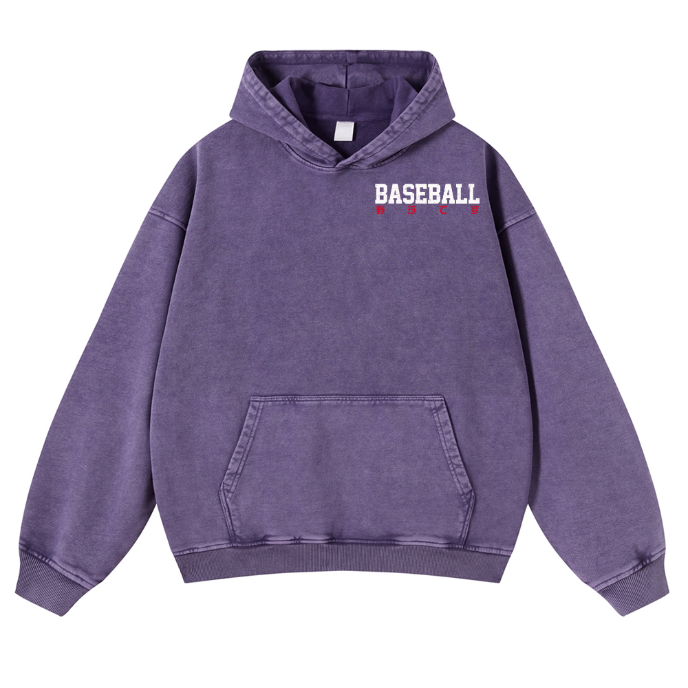 Baseball Vintage Washed Cotton Back Art Hoodie