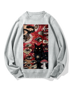 Psychedelic Black Cat Cotton Sweatshirt