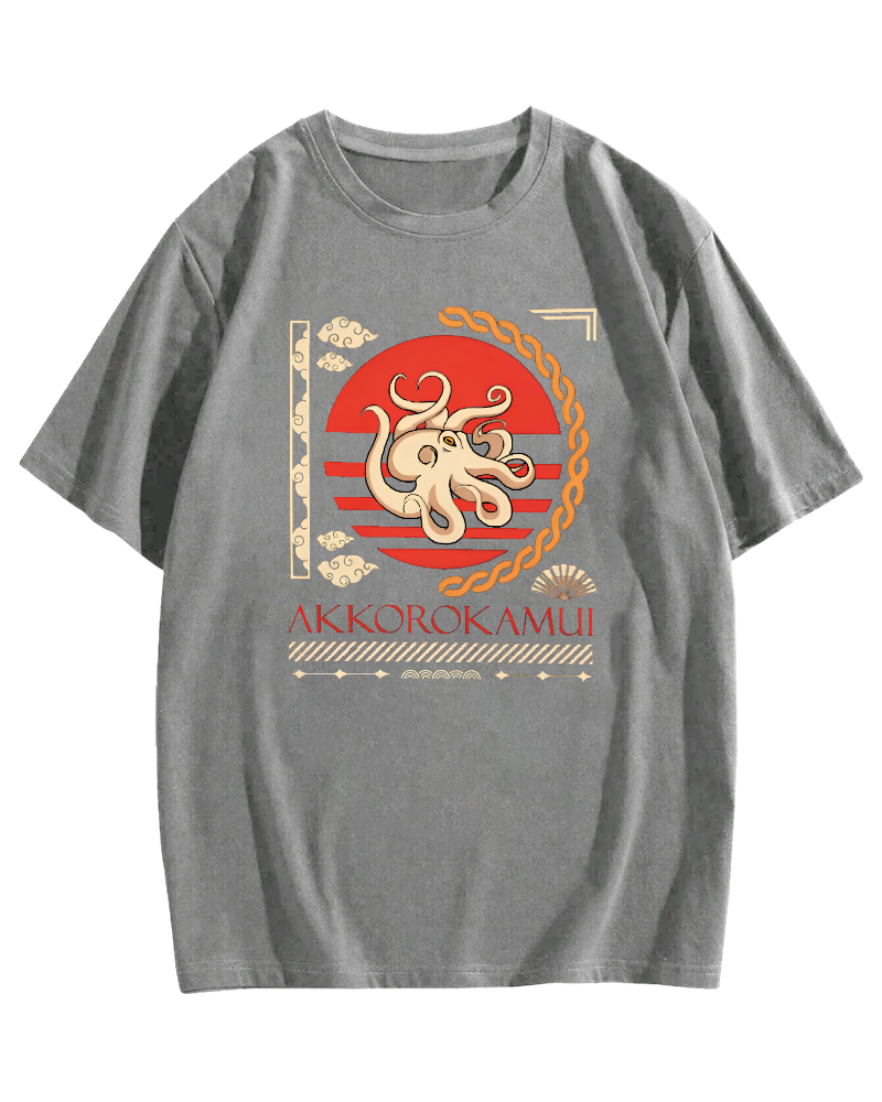 Japanese Octopus Cotton casual T-shirt
