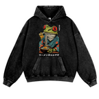 Frog Ramen Vintage Washed Thick Cotton Hoodie