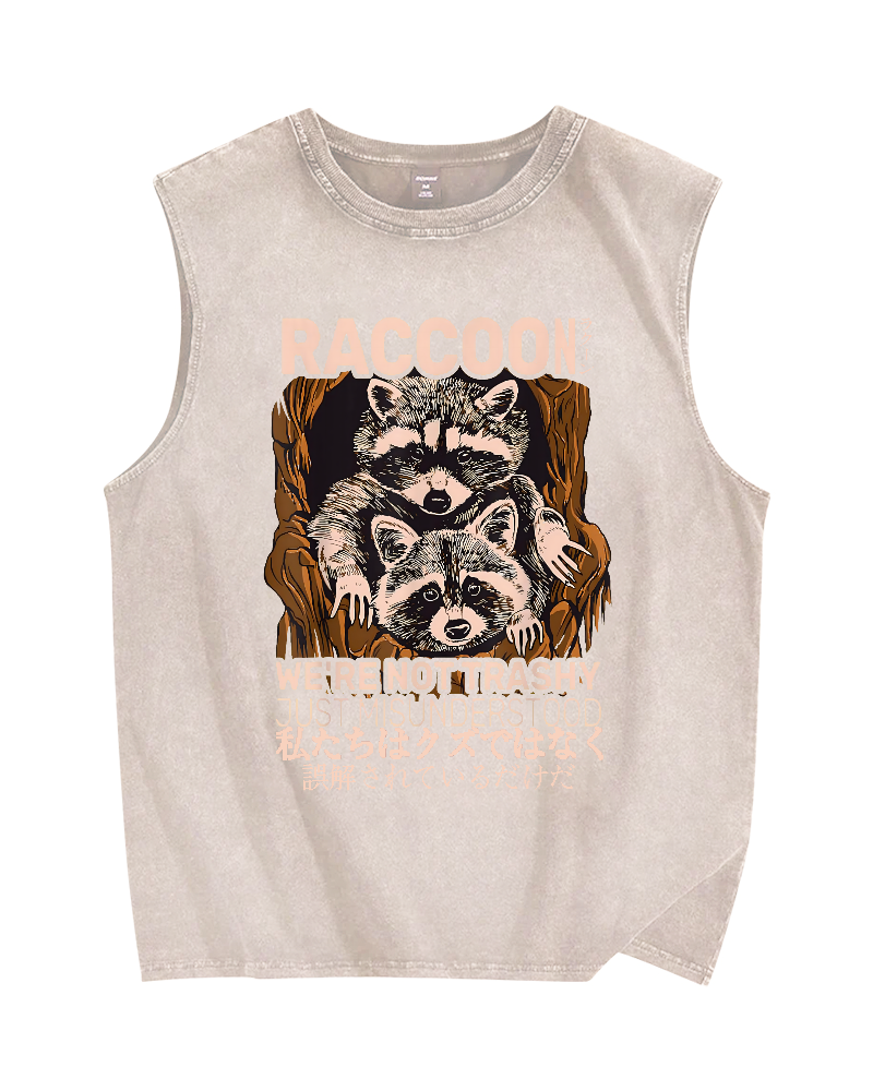 We're not trashy,just misunderstood Raccoon Vintage Distressed Washed Tank Top