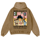 Spaghetti Cat Vintage Washed Cotton Back Art Hoodie