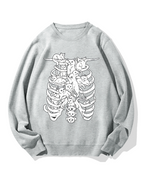 Cat & Skeleton Cotton Sweatshirt