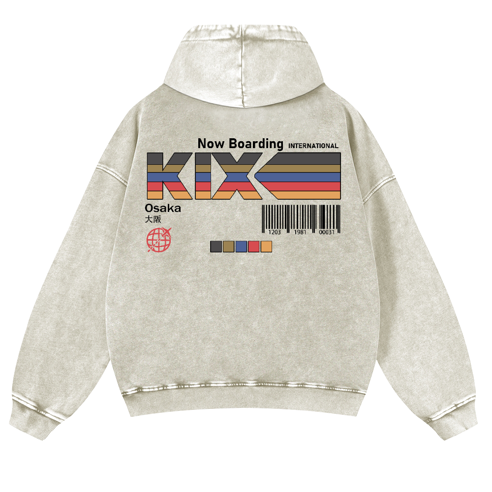 Kansai Airport Vintage Washed Cotton Back Art Hoodie