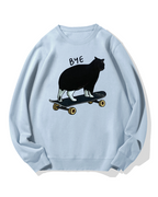 Cat On Skateboard Cotton Sweatshirt